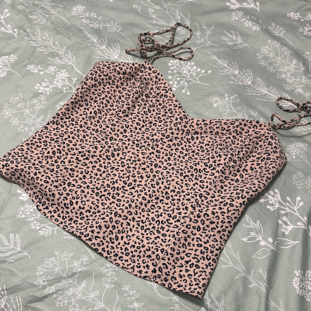 Miaou Leopard Print Tank Top - Pink and Black